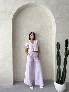D 2868 GÜPÜR DETAYLI ÇİZĞİLİ BLUZ - PEMBE #3