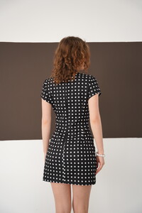 Puantiyeli Saten Toptan Elbise - Siyah | D2978 - Topshow #5