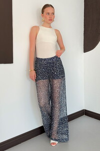 D 3134 PULLU FİLE PANTOLON - LACİVERT