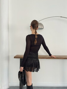 Topshow | Pullu Asimetrik Etek - Siyah | D2932 #5