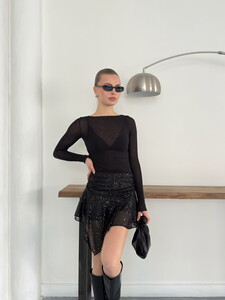 Topshow | Pullu Asimetrik Etek - Siyah | D2932 #2