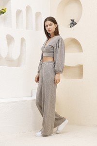 Crop Toptan Bluz - Bej | TOPSHOW #3