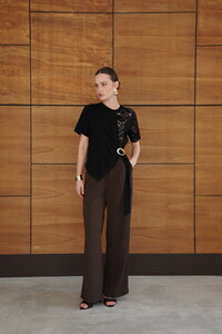 D 2966 BELİ GİPELİ BRODE BLUZ - SİYAH #2