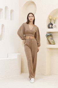 Crop Toptan Bluz - Kahve | TOPSHOW #3