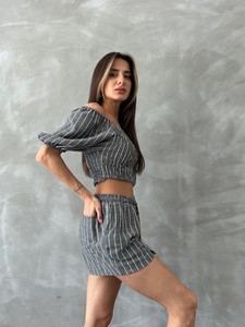 Topshow Siyah Çizgili Toptan Şort #2