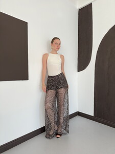 D 3134 PULLU FİLE PANTOLON - KOYU KAHVE #2