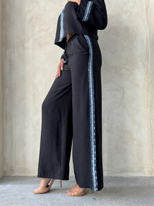 Denim Striped Wholesale Pants Black | Topshow #2