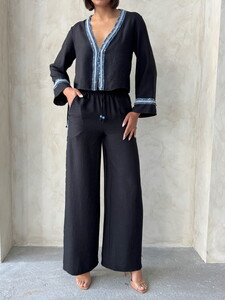 Denim Striped Wholesale Pants Black | Topshow #4