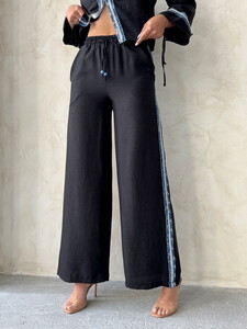 Denim Striped Wholesale Pants Black | Topshow #3