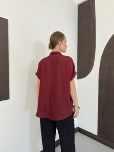 D 2890 ÇİÇEK DETAYLI GÖMLEK - BORDO #5