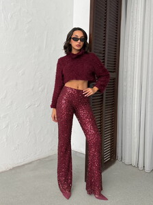 Topshow  | Pullu Pantolon - Bordo | D2936 #2