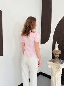 D 3021 ÇİZGİLİ FIRFIRLI GÖMLEK - PEMBE #5