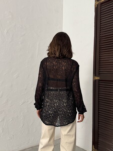 F 1880 PİLİSE DANTEL GÖMLEK - SİYAH #5