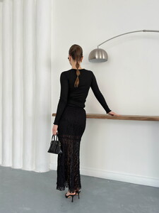 Dantel Toptan Abiye Etek- Siyah | TOPSHOW | F1887 #5