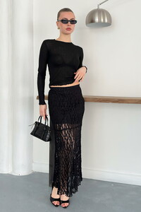 Dantel Toptan Abiye Etek- Siyah | TOPSHOW | F1887