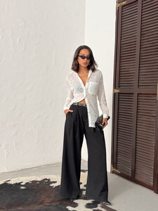 F 1880 PİLİSE DANTEL GÖMLEK - KREM #2