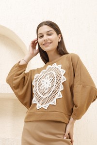 Topshow Kahveönü Güpürlü Toptan T Shirt #2