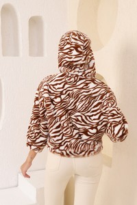 Topshow Krem Kahve Zebra Peluş Toptan Mont #5