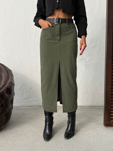 F 2033 FİTİLLİ KADİFE ETEK - HAKİ #4