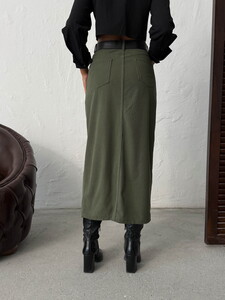 F 2033 FİTİLLİ KADİFE ETEK - HAKİ #5