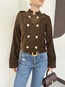 F 2134 GOLD DÜĞMELİ APOLET DETAYLI CEKET - KAHVE #4