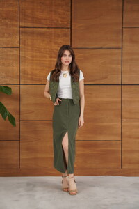 Topshow Corduroy Skirt - Khaki | F2033 #2