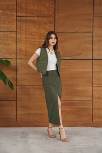 Topshow Corduroy Skirt - Khaki | F2033 #3