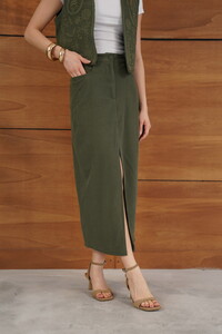 Topshow Corduroy Skirt - Khaki | F2033 #4