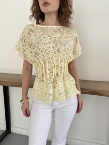 Topshow Beli Gipeli Brode Bluz - Sarı | D2966 #4