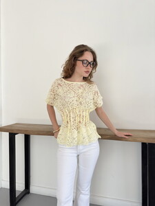 Topshow Beli Gipeli Brode Bluz - Sarı | D2966 #2