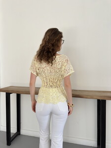Topshow Beli Gipeli Brode Bluz - Sarı | D2966 #5