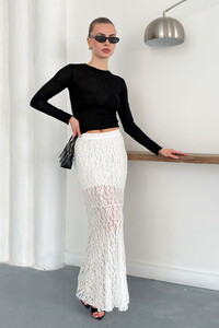 Dantel Toptan Abiye Etek- Krem | TOPSHOW | F1887