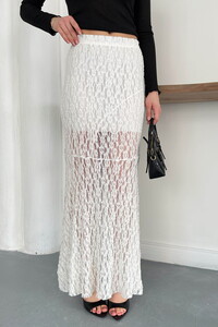 Dantel Toptan Abiye Etek- Krem | TOPSHOW | F1887 #4