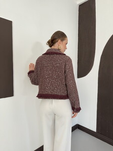 F 2144 PÜSKÜL DETAYLI  PULLU CEKET - KAHVE #5