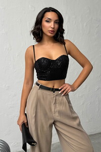 Topshow  | Pulpayet Abiye Toptan Büstüyer - Siyah | F2063