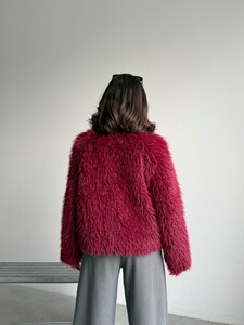 Yapay Kürk Kadın Ceket – Fermuarlı, Yumuşak Dokulu Modern Kışlık Mont - BORDO #4