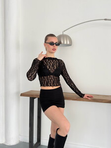 Dantel Toptan Abiye Bluz- Siyah | TOPSHOW | F1886 #3