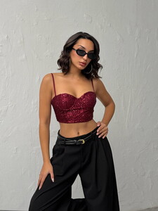 Topshow  | Pulpayet Abiye Toptan Büstüyer - Bordo | F2063 #2