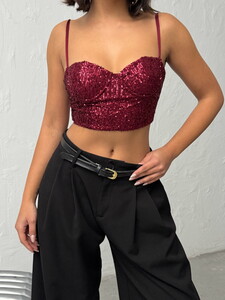 Topshow  | Pulpayet Abiye Toptan Büstüyer - Bordo | F2063 #4