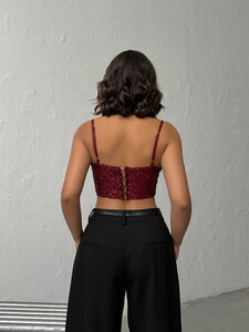 Topshow  | Pulpayet Abiye Toptan Büstüyer - Bordo | F2063 #5