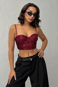 Topshow  | Pulpayet Abiye Toptan Büstüyer - Bordo | F2063