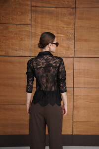 F 2073 DANTEL GÖMLEK - SİYAH #5