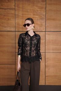 F 2073 DANTEL GÖMLEK - SİYAH #2