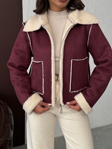 Topshow Bordo F Süet Peluş Toptan Mont #4