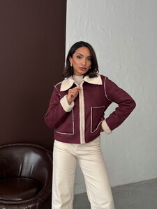 Topshow Bordo F Süet Peluş Toptan Mont #3