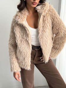 Yapay Kürk Kadın Ceket – Fermuarlı, Yumuşak Dokulu Modern Kışlık Mont- TAŞ #4