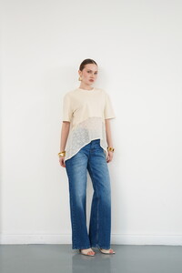 D 2990 BRODE DETAYLI BİSİKLET YAKA T SHIRT - HAM #2