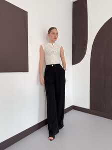 D 2997 KOLSUZ DANTEL BLUZ - KREM #2