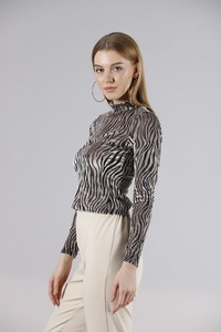 Topshow Taş Zebra Balıkcı Yaka Toptan Bluz #3