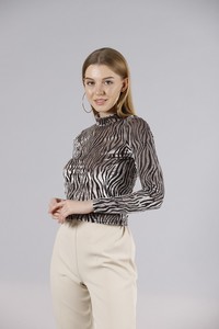 Topshow Taş Zebra Balıkcı Yaka Toptan Bluz #4